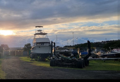 Boat on scrubbing pad